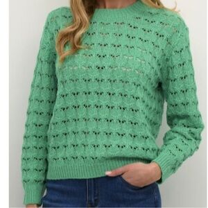 NWOT Kaffe Kaelena Knit Sweater, Green, Long Sleeve, Size-XS